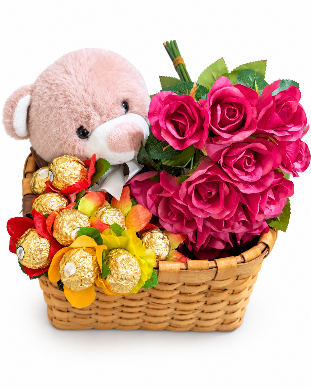 Teddy roses and chocolates from a previous BasketsBliss customer order.